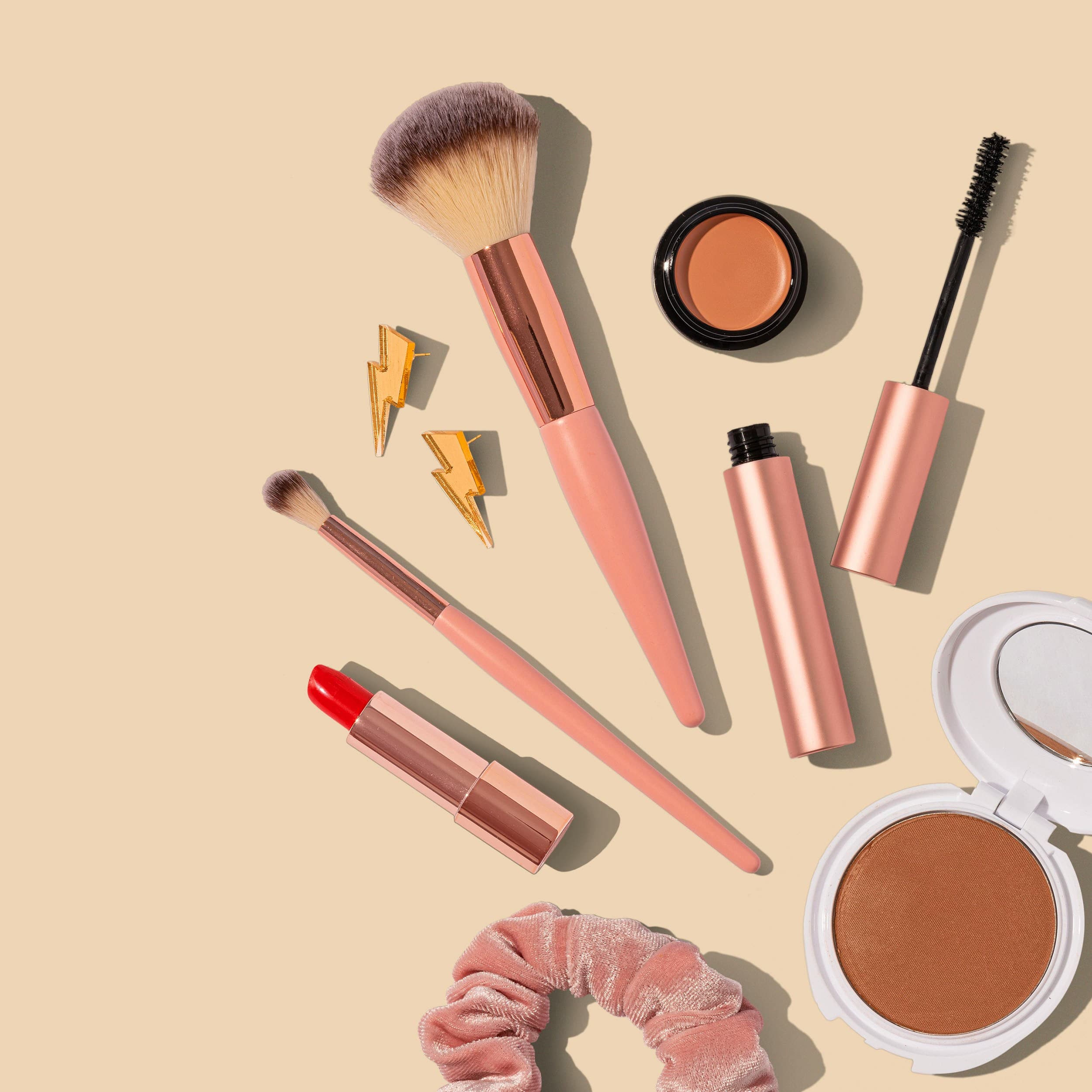 Beauty makeup products flatlay